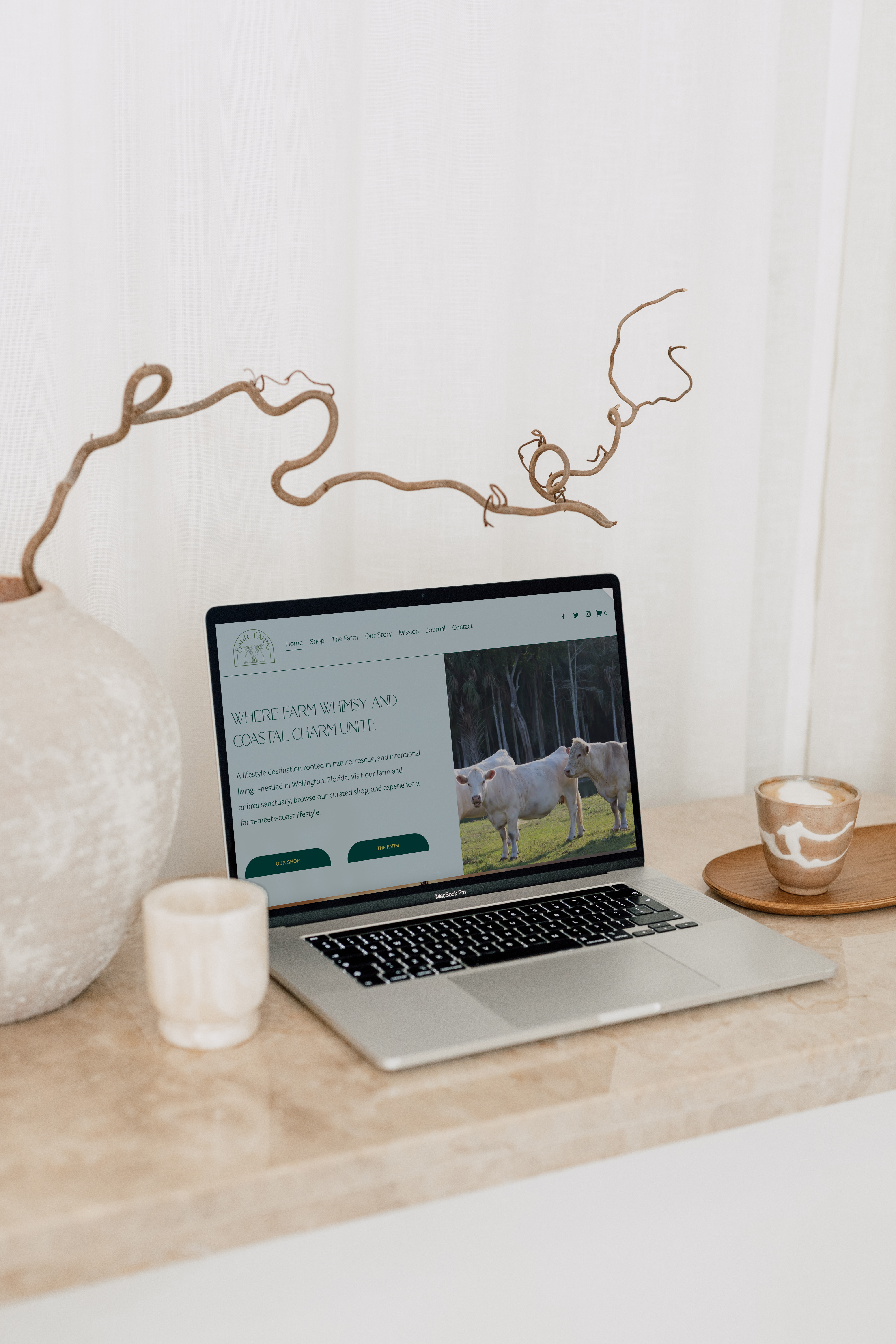 Open laptop showing the new website of Barr Farms 